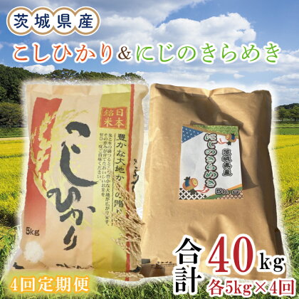 【4ヶ月定期便】茨城県産にじのきらめき＆こしひかり計40kg（10kg×4回）(令和5年度産)※離島配送不可（EN-36_1）