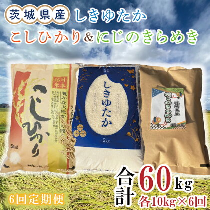 【6ヶ月定期便】茨城県産しきゆたか＆にじのきらめき＆こしひかり計60kg（10kg×6回）(令和5年度産)※離島配送不可（EN-41_1）