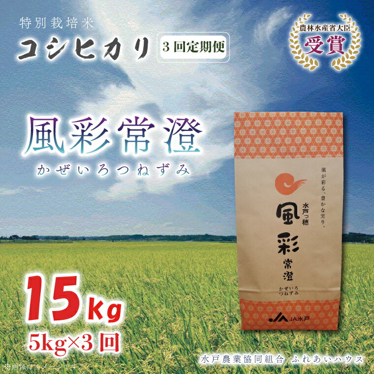 【ふるさと納税】【3ヶ月定期便】【令和5年産】特別栽培米コシヒカリ「風彩常澄」計15kg（5kg×3回）（FC-3）