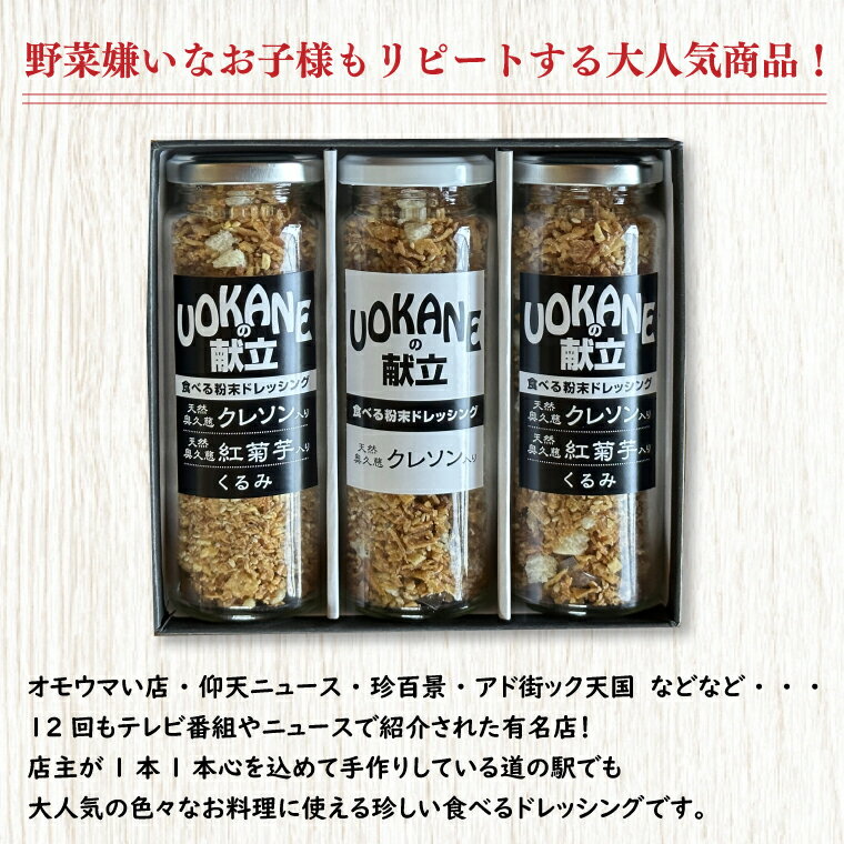 【ふるさと納税】UOKANEの献立　食べる粉末ドレッシング2種類（3本セット）（GO-1）