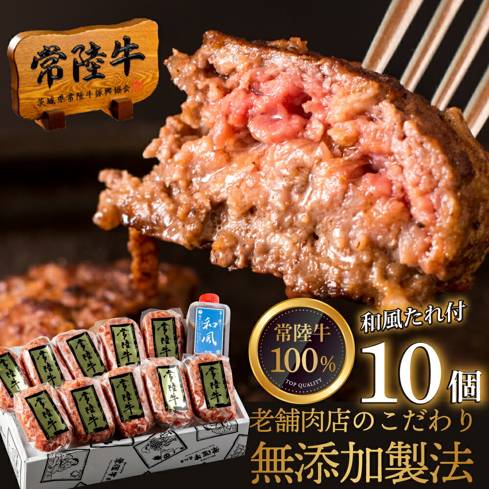 【ふるさと納税】【年内配送】 ハンバーグ 無添加 常陸牛 100% 100g 10個 セット 手捏ねハンバーグ タレ付 冷凍 小分け 焼くだけでレストランの味 クリスマス お歳暮 ハロウィン お取り寄せ お祝い プレゼント 誕生日 ギフト 茨城県 水戸市 肉のイイジマ (DU-8)