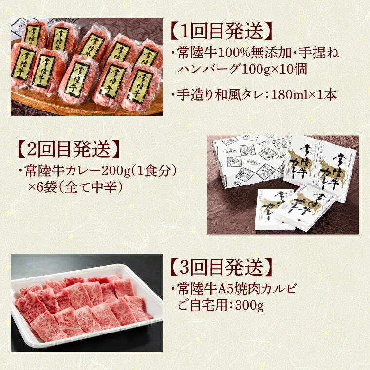 【ふるさと納税】6ヶ月 定期便 常陸牛 Bコース お中元 食べ物 肉 ハンバーグ 焼肉 すき焼き しゃぶしゃぶ レトルト 常陸牛カレー ビーフカレー セット ギフト対応 【肉のイイジマ】 茨城県 水戸市（DU-108）