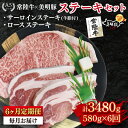 【ふるさと納税】【6ヶ月定期便】【常陸牛 A5ランク・美明豚ステーキセット】常陸牛サーロインステーキ300g+美明豚ロースステーキ280g(140g×2枚) 冷...