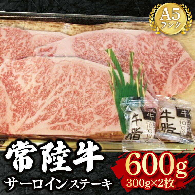 [常陸牛 A5ランク]サーロインステーキ 600g(300g×2枚) 冷凍 国産牛 和牛 牛肉 茨城県 水戸市 国産 30000円以内 老舗精肉店 EK-2