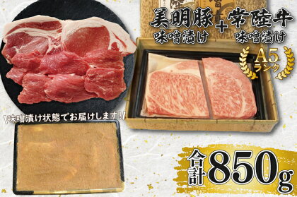 【常陸牛A5ランク・美明豚味噌漬けセット】常陸牛味噌漬け350g＋美明豚500g(ロース200g・ヒレ300g)（EK-67）