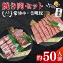 常陸牛A5ランク・美明豚焼肉セット 合計約50人前!|焼肉 BBQ カルビ ロース バラ 国産牛 和牛 牛肉 豚肉 茨城県 水戸市 国産 老舗精肉店(EK-87...