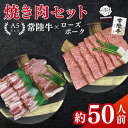 【ふるさと納税】常陸牛A5ランク・ローズポーク焼肉セット 合計約50人前!|焼肉 BBQ カルビ ロース バラ 国産牛 和牛 牛肉 豚肉 茨城県 水戸市 国産 ...