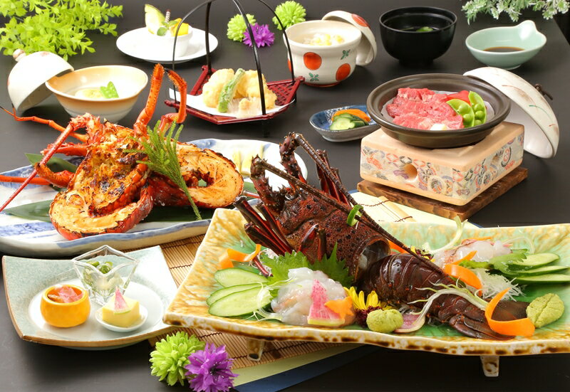 特大『常陸乃国いせ海老』と季節の会席付 1泊2食ペア宿泊券[ 茨城県 日立市 ]