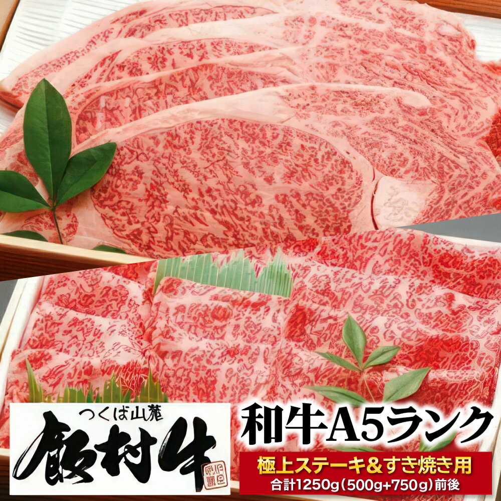 【ふるさと納税】極上ステーキ・すき焼きセット1250g前後（500g+750g）【飯村牛】和牛A5ランク ※離島への配送不可