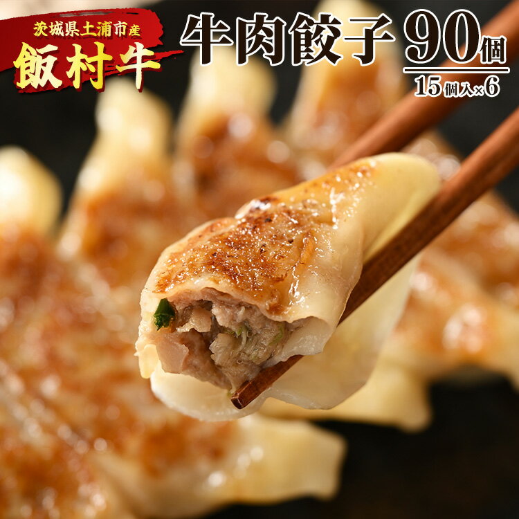 【ふるさと納税】牛肉餃子　90個（15個入り×6） ｜ 餃子 ギョウザ ぎょうざ 冷凍 冷凍食品 蒸し焼き 簡単調理 お弁当 おかず おつまみ 惣菜 肉 牛肉 和牛 ビーフ※着日指定不可※離島への配送不可