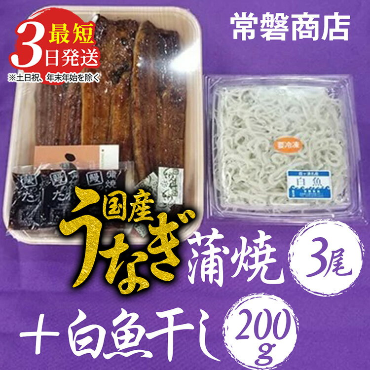 【ふるさと納税】国産うなぎ蒲焼3尾+白魚干し200g【最短3日発送】※沖縄・離島への配送不可