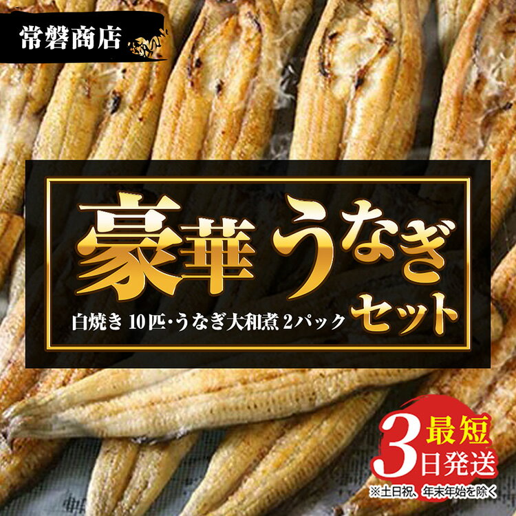 【ふるさと納税】豪華 国産うなぎセット（うなぎの白焼き10匹・うなぎ大和煮2パック）【最短3日発送】国産のブランド鰻を茨城県土浦市の職人が手間を惜しまず一つ一つ丁寧に作り上げた美味しい白焼きをぜひご賞味ください！※離島への配送不可