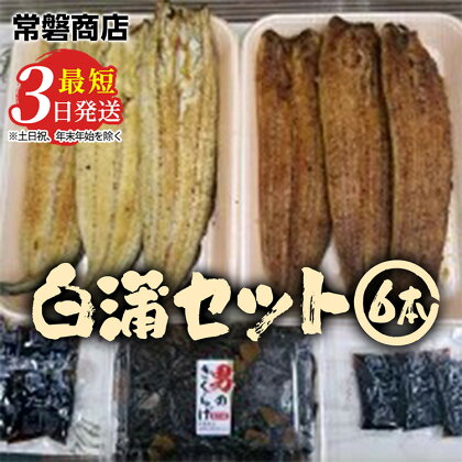 国産うなぎ白蒲セット6本【最短3日発送】うなぎの白焼き（120g～130g×3尾）、うなぎの蒲焼き（120g～130g×3尾）、男のきくらげのセット｜国産のブランド鰻を茨城県土浦市の職人が丁寧に作り上げた美味しい蒲焼きと白焼き※離島への配送不可