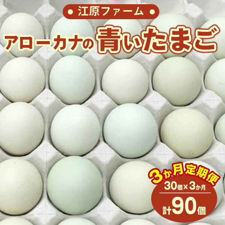 【ふるさと納税】【定期便3か月】江原ファーム アローカナの青い卵(30個)卵 定期便 30個 玉子 たまご タマゴ 生卵 鶏卵 生みたて 産みたて アローカナ 新鮮 濃厚 健康 TKG ご飯のお供 国産 ギフト 贈答 贈り物 お中元 お歳暮 プレゼント 農家直送 _AG16