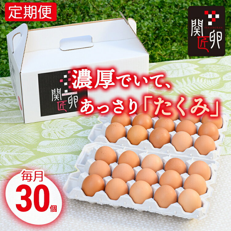 【ふるさと納税】【選べる定期便】関匠卵 たくみ 30個|赤玉 玉子 たまご 生卵 鶏卵 産みたて 新鮮 濃厚 健康 TKG たまごかけごはん ご飯のお供 国産 ギフト 贈答 贈り物 お中元 お歳暮 プレゼント 茨城県 古河市 農家直送 ※北海道・沖縄・離島への配送不可 _CP08_CP09_CP10