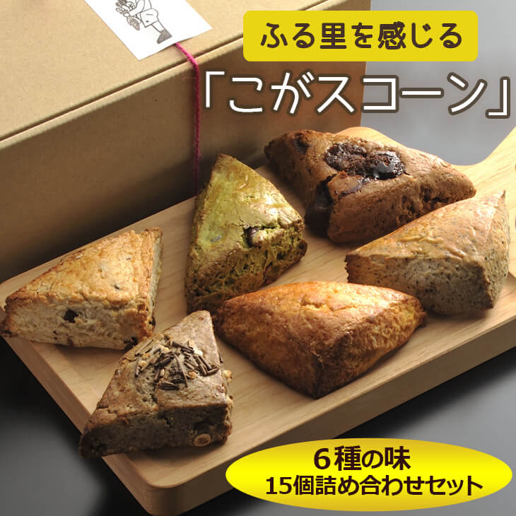 【ふるさと納税】ふる里を感じる「こがスコーン」6種の味　15個詰め合わせセット_AJ01