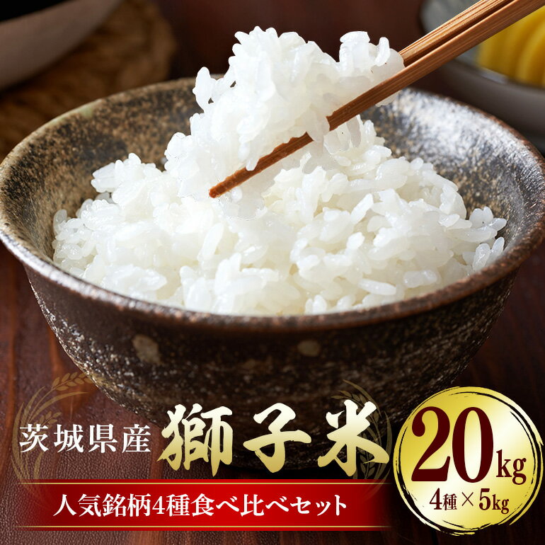 [数量限定]獅子米人気銘柄4種 食べ比べセット お米 セット コシヒカリ ミルキークイーン あきたこまち にじのきらめき 食べ比べ 20kg 茨城県 石岡市