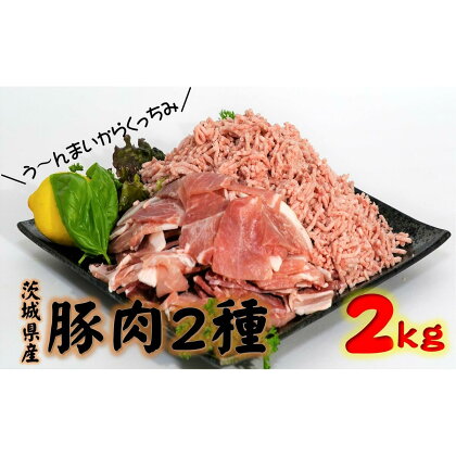 茨城県産 豚 小間切 ひき肉 計2kg 各5パック×200g お肉 豚肉 小間切 ひき肉 う〜んまいから！くっちみ〜　【お肉・豚肉・小間切・ひき肉】