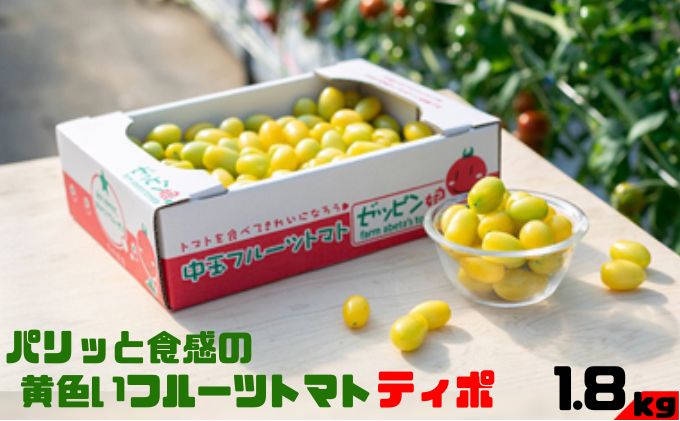 【ふるさと納税】パリッと食感の黄色いフルーツトマト「ティポ」1.8kg（1箱）ジャム さっぱり 黄色い トマト　【 野菜 茨城県産 結城市産 国産 さっぱり 酸味が少ない 日持ち ジャム 食材 サラダ トッピング 料理 】　お届け：2023年11月上旬～2024年5月上旬