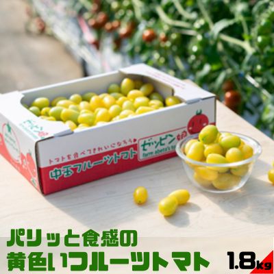 【ふるさと納税】パリッと食感の黄色いフルーツトマト「ティポ」1.8kg（1箱）ジャム さっぱり 黄色い トマト　【 野菜 茨城県産 結城市産 国産 さっぱり 酸味が少ない 日持ち ジャム 食材 サラダ トッピング 料理 】　お届け：2023年11月上旬～2024年5月上旬