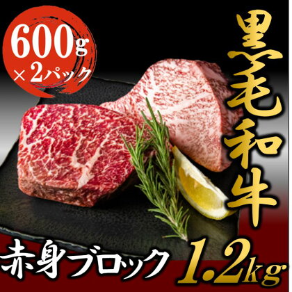 黒毛和牛 厳選 赤身 ブロック 1.2kg （600g×2パック） 【2024年1月中旬より順次発送】 お肉 和牛 牛 ブロック肉 赤身肉 精肉 国産 食品　【 食材 グルメ 国産黒毛和牛 ほどよいサシ 赤身 ローストビーフ タタキ 焼肉 】