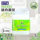 【ふるさと納税】<3ヵ月毎定期便(全4回)>環境配慮型洗剤緑の魔女キッチン5L×1本 | 茨城県 龍ケ崎市 洗剤 環境 エコ やさしい 手肌 優しい 弱酸性 パ...