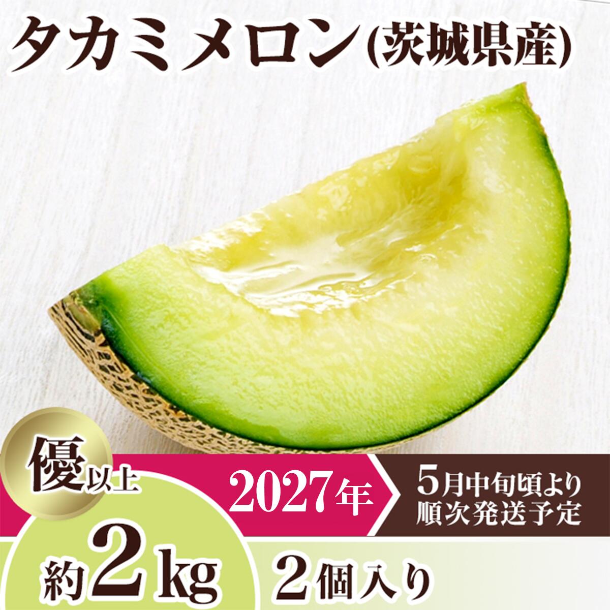 メロン タカミメロン 2027年 先行予約 果物 茨城県 茨城県産 旬 フルーツ くだもの 茨城県産タカミメロン約2kg（2個）