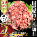 【ふるさと納税】豚肉 小間 小分け 真空 4kg 57-1国産豚肉こま切れドドーンと4kg（500g×8パック/小分け真空包装）【下妻工場直送】