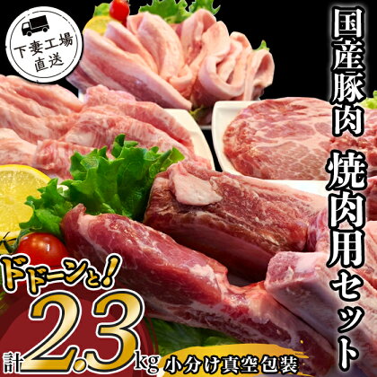 肉 豚肉 国産 小分け 冷凍 真空 4種 2.3kg お楽しみ セット 焼肉 ロース スペアリブ サムギョプサル 豚トロ 便利 57-5国産豚肉焼肉用セット2.3kg（小分け真空包装）【下妻工場直送】