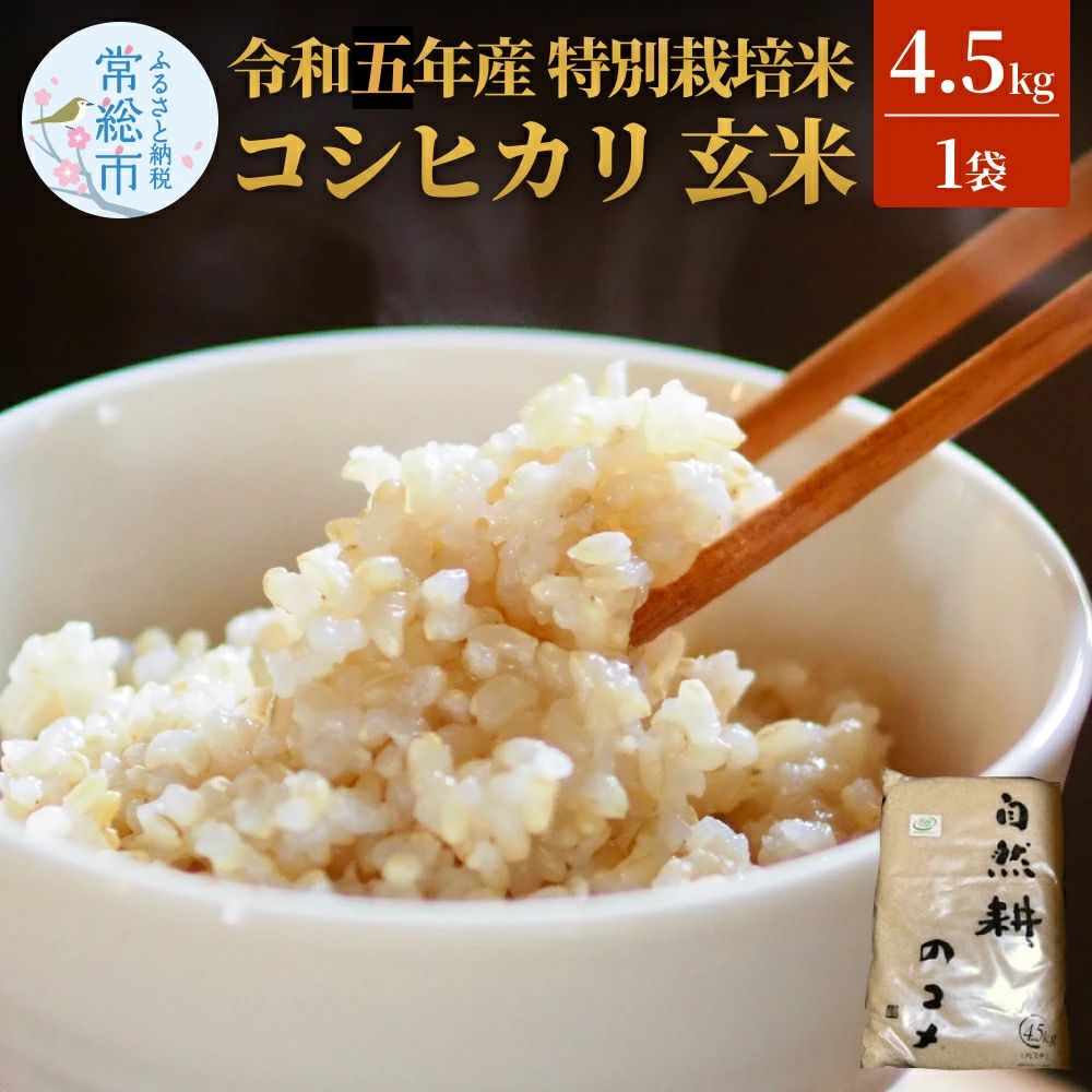 令和五年産特別栽培米コシヒカリ4.5kg 玄米 お米 ライス 炭水化物 ご飯 主食 食卓 おにぎり お弁当