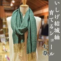 [いしげ結城紬]結城紬 育てるショール 七草