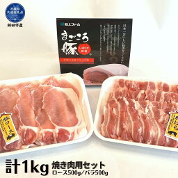 【ふるさと納税】まごころ豚　焼き肉セット　1kg（ロース＆バラ）（茨城県共通返礼品・鉾田市産）