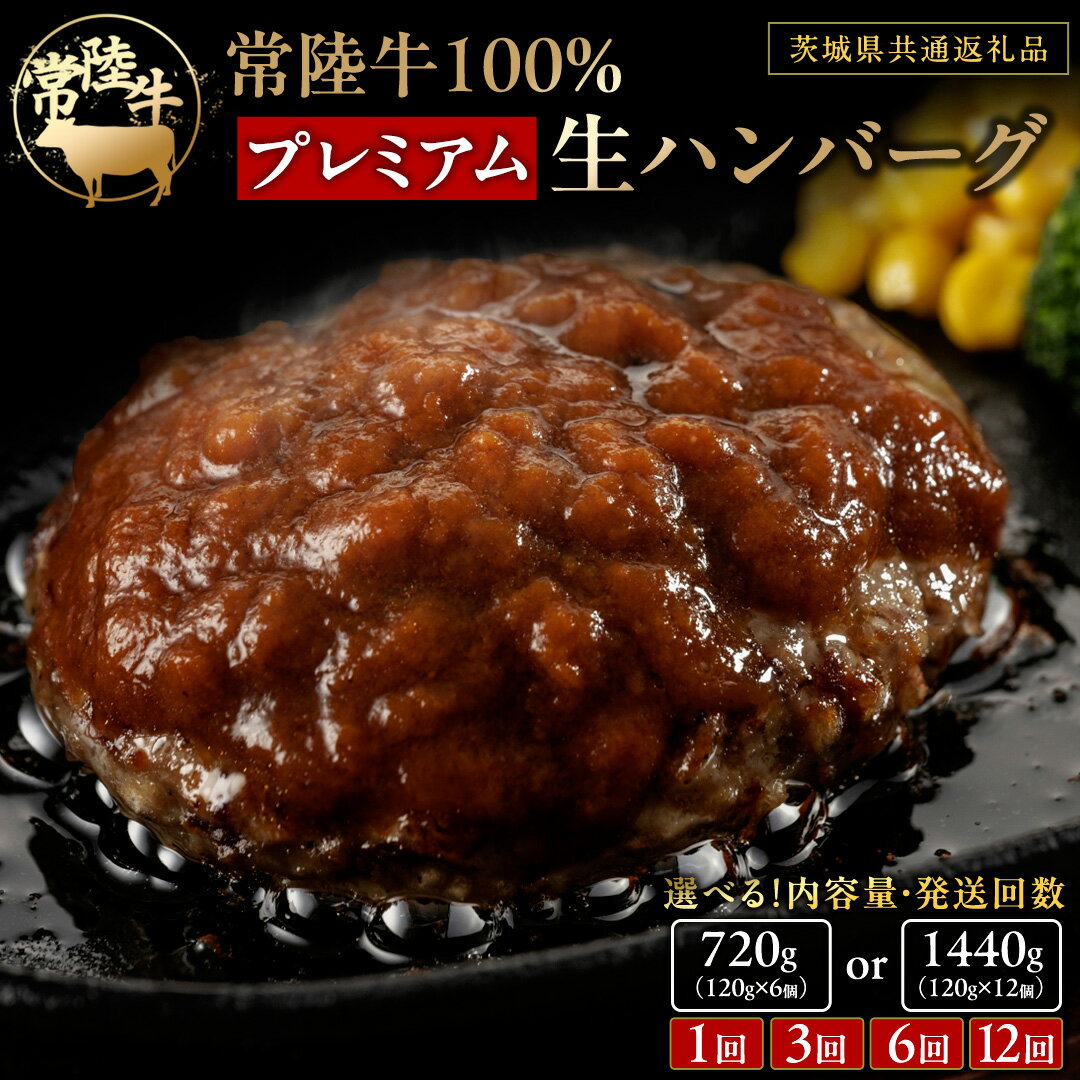 常陸牛 100% プレミアム 生ハンバーグ [選べる内容量][茨城県共通返礼品] ハンバーグ 黒毛和牛 和牛 牛肉 肉 レトルト 冷凍 簡単 小分け
