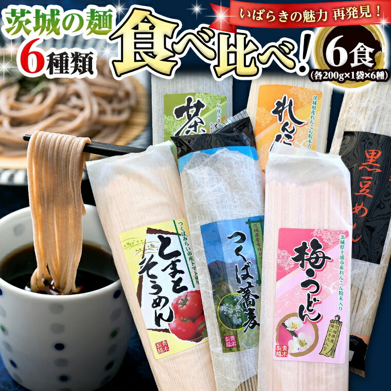 【ふるさと納税】茨城の麺 6種 食べ比べ 6袋セット 乾麺 