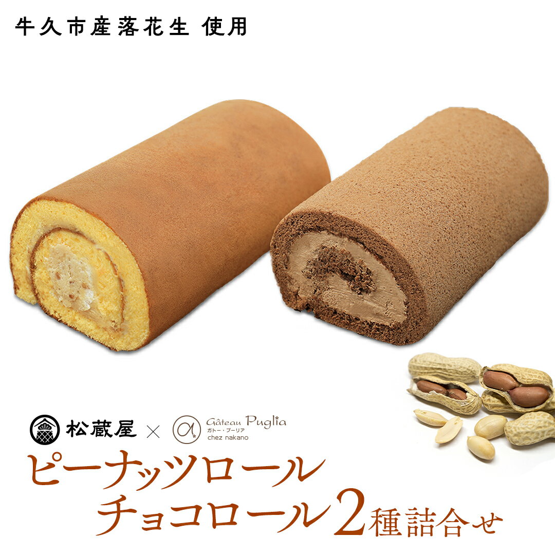 【ふるさと納税】【牛久市産 落花生 使用】ピーナッツロール ・ チョコロール 2種詰合せ 甘い おいしい 美味しい 落花生 ピーナッツ ピーナツ スイーツ おうちカフェ お菓子 おやつ お取り寄せ 詰め合わせ セット 国産 茨城 特産品