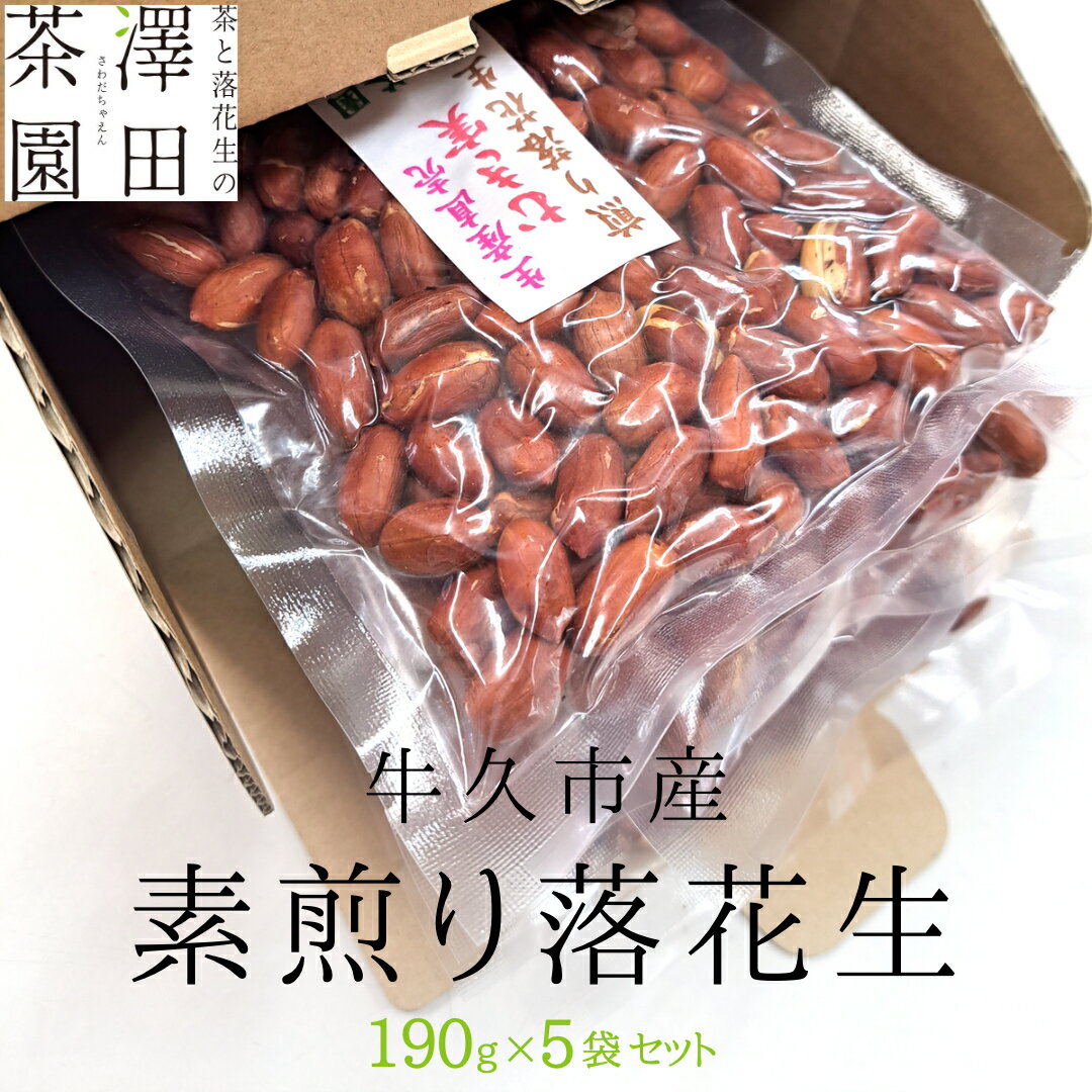 牛久市産 素煎り 落花生 ( むき実 )190g × 5袋 セット 計950g 詰合せ 豆 塩分 おつまみ お菓子 素焼き ナッツ 殻なし マメ まめ 料理 お茶漬け