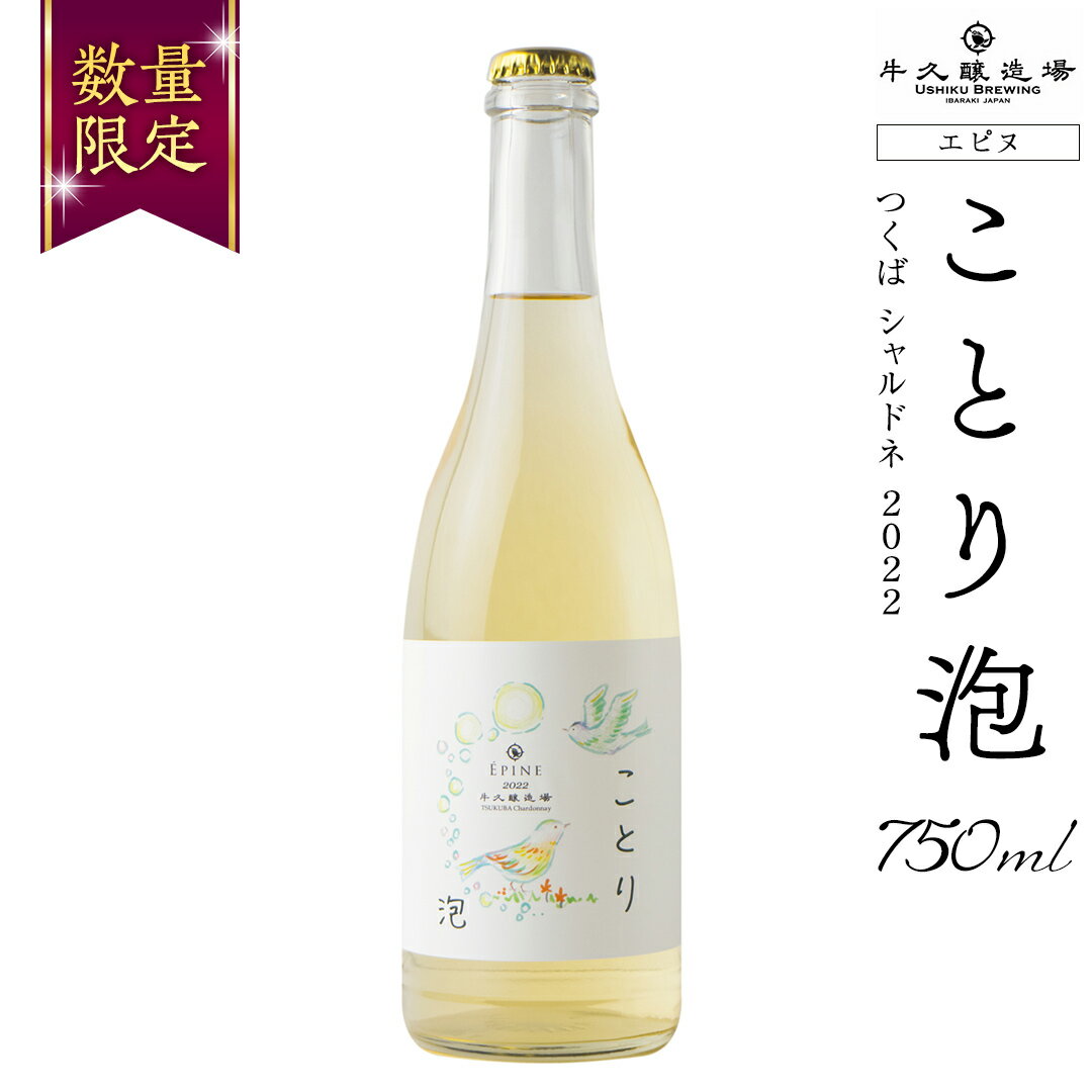 【ふるさと納税】【 数量限定 】 エピヌ 「 ことり 泡 」 つくば シャルドネ 2022 茨城県産 牛久醸造場 日本ワイン スパークリングワイン 白ワイン レモン ライム 750ml × 1本 やや辛口 ミディアムボディ お酒 贈り物