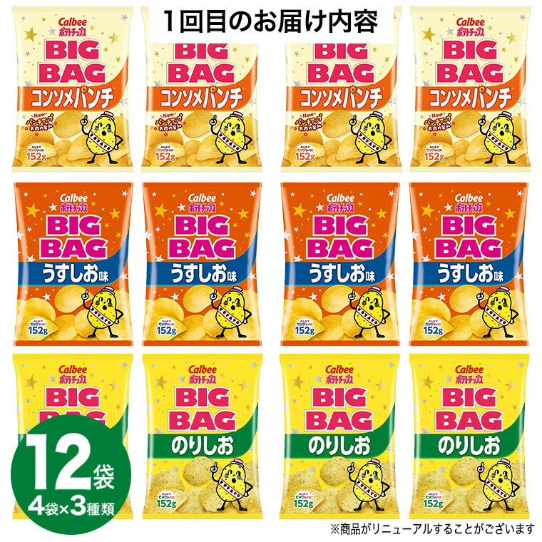 【ふるさと納税】【 人気スナック菓子 3ヶ月 定期便 】 ポテトチップス バラエティ セット カルビー ポテチ スナック菓子 ( 24袋 ) BIGBAG 堅あげポテト ( 3種 各4袋 ) お菓子 おかし 大量 スナック おつまみ ジャガイモ じゃがいも まとめ買い 数量限定