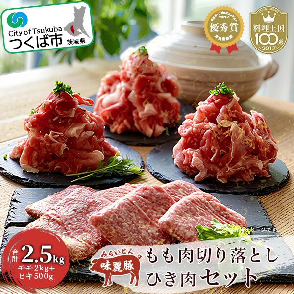 村下商事シリーズ みらい豚もも肉切り落とし・みらい豚挽肉セット 2.5kg | 茨城県 つくば市 豚肉 ぶた肉 豚 ブランド肉 みらい豚 ポーク モモ もも肉 もも 切り落とし ひき肉 小分け 冷凍 村下商事シリーズ 旨味 高品質 1099689