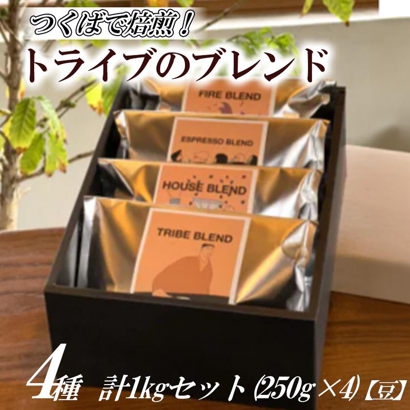 つくばで焙煎!トライブのブレンド4種 計1kgセット(250g×4)[豆]