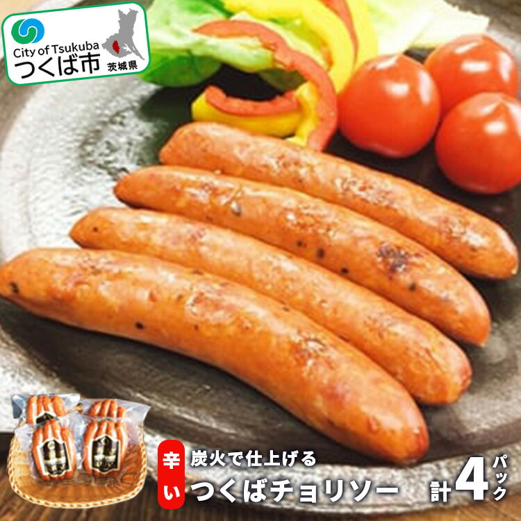 炭火で仕上げる 辛い つくばチョリソー(100g×4パック) | 茨城県 つくば市 豚肉 豚 ぶた肉 ソーセージ チョリソー ピリ辛 炭火 パック 1120079