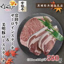 【ふるさと納税】【茨城県共通返礼品】【常陸牛A5ランク・美明豚ステーキセット】常陸牛サーロインステーキ300g+美明豚ロースステーキ280g(140g×2枚)(KCK-19)