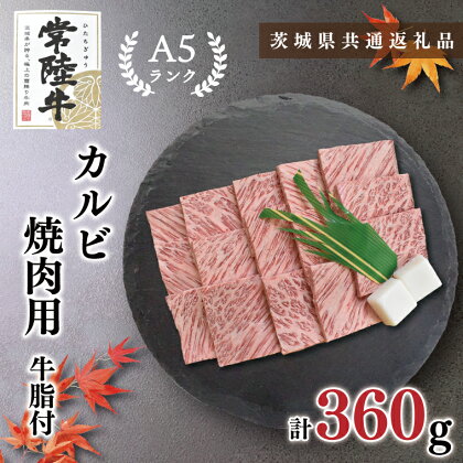 【茨城県共通返礼品】【常陸牛A5ランク】カルビ焼肉用360g(KCK-5)