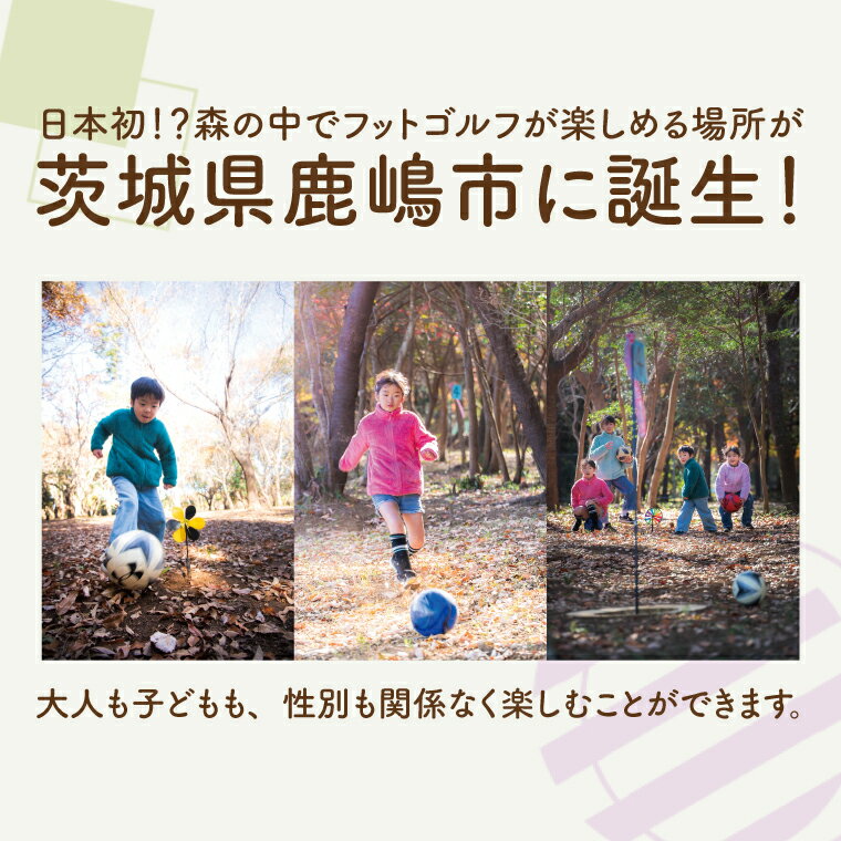 【ふるさと納税】【選べる】森のあそび場アスレチック＆森のフットゴルフ（13ホール、貸しボール有り/無し）利用券（1名分）【フットゴルフ ゴルフ アスレチック 利用券 1名 茨城県 鹿嶋市 10000円以内 15000円以内】（KCE-19）