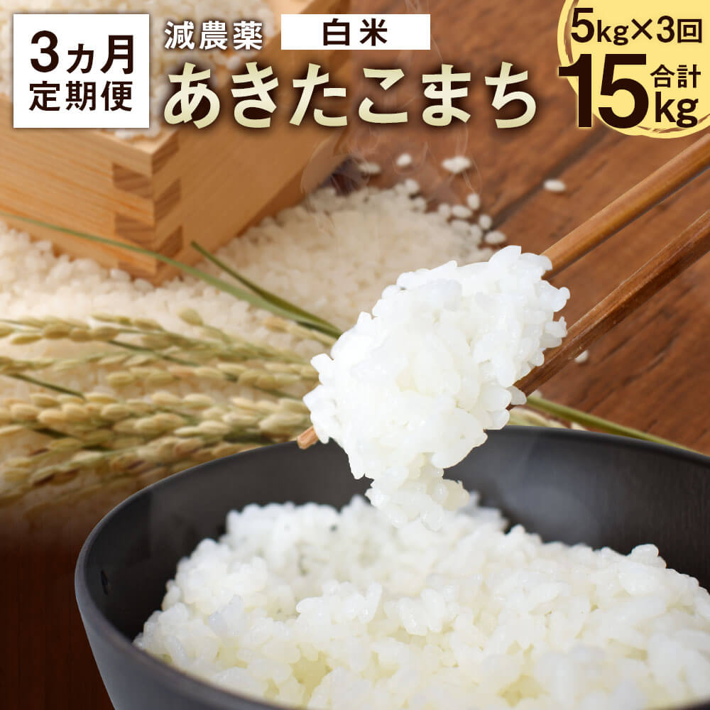 【ふるさと納税】KAG-13　【3ヶ月定期便】減農薬あきたこまち　5kg×3ヶ月（白...