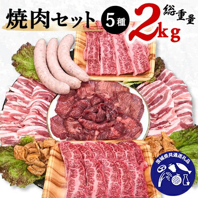 【ふるさと納税】焼肉セット(常陸牛カルビ 美明豚バラ・フランク 味付牛タン味噌 味付ホルモン)【配送不可地域：離島】【1115477】