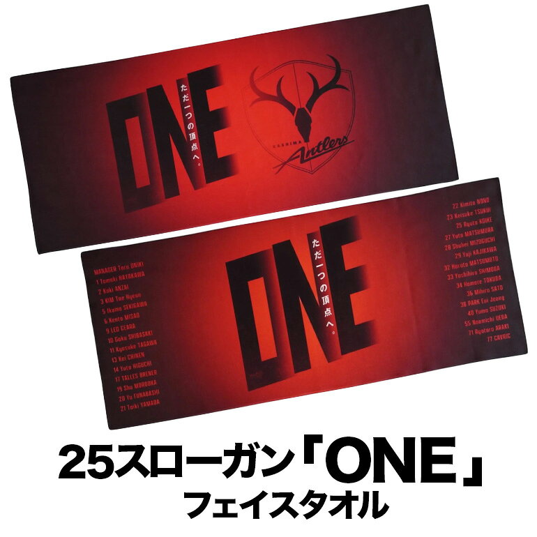 25スローガン「ONE」フェイスタオル（EM） 鹿島アントラーズ サッカー グッズ サッカーチーム プロサッカー Jリーグ 【鹿行地域共通返礼品】 A72-008