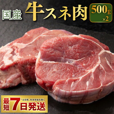 楽天ふるさと納税　【ふるさと納税】国産 牛スネ肉 500g×2 合計1kg【小分け 茨城県産 カレー シチュー 煮込み料理 冷凍】