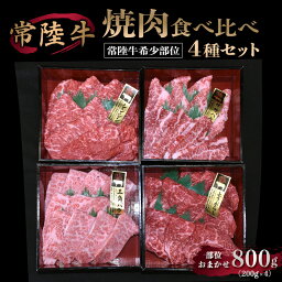 【ふるさと納税】【常陸牛希少部位】焼肉食べ比べ4種セット合計800g【サーロイン ミスジ ササバラ トモサンカク シンシン トウガラシ サンカクバラ イチボカイノミ お肉 焼肉 食べ比べ やきにく 希少 冷凍】