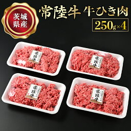 【ふるさと納税】【常陸牛】牛ひき肉 250g×4 合計1kg 藤井商店 常陸牛ひき肉 常陸牛 国産牛 和牛 牛肉 ひき肉 ひきにく 挽肉 挽き肉 牛挽肉 牛挽き肉 4P パック セット 小分け ミンチ ハンバーグ メンチカツ コロッケ 国産 茨城県産 冷凍 送料無料